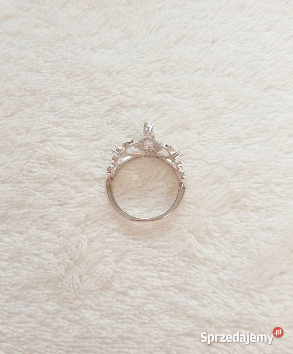 Nowy pierścionek korona tiara diadem srebrny