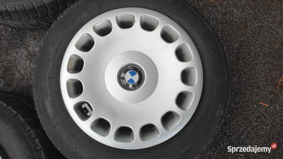 koła zimowe bmw e34 stalowe z kołpakami opony Koła i felgi Mińsk Mazowiecki