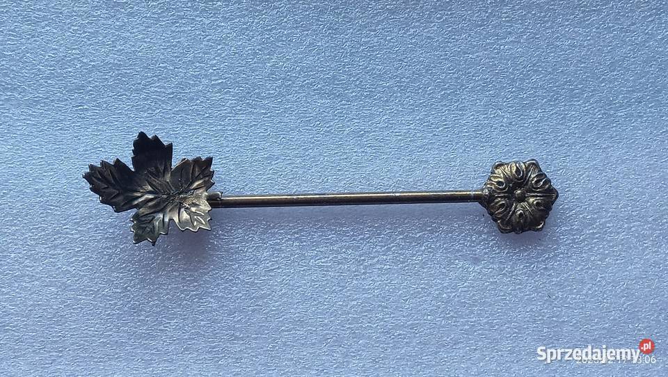 Łyżeczka mosiężna liść Vintage Anglia Kraków