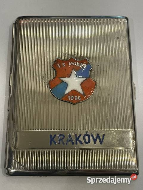 Okolicznościowa srebrzona papierośnica TS Wisła Kraków sprzedam