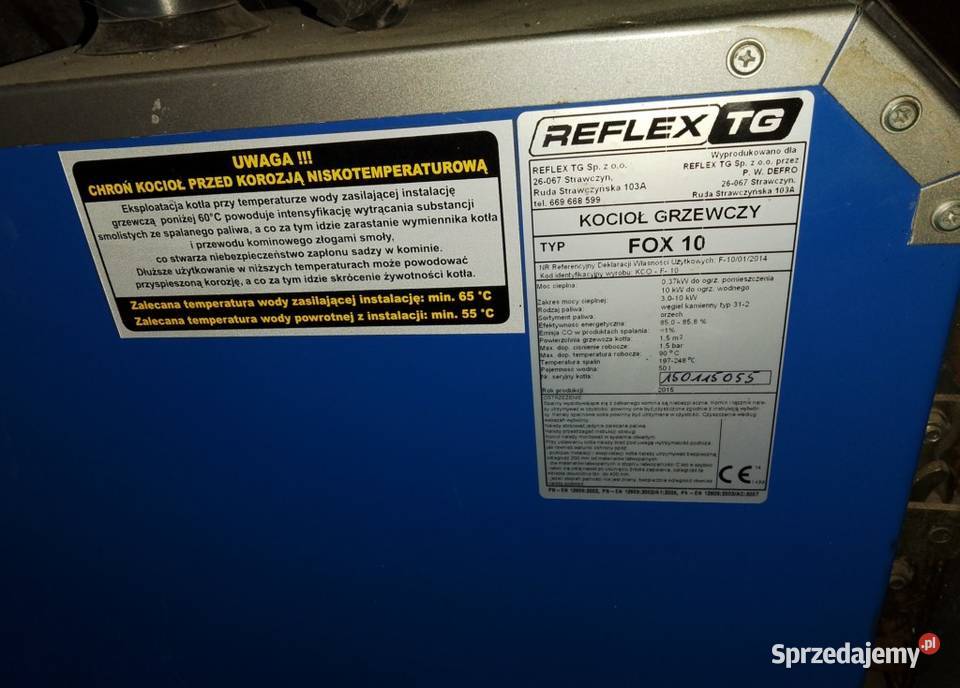 Piec co 10kW REFLEX TG na drewno i węgiel Pacierzów