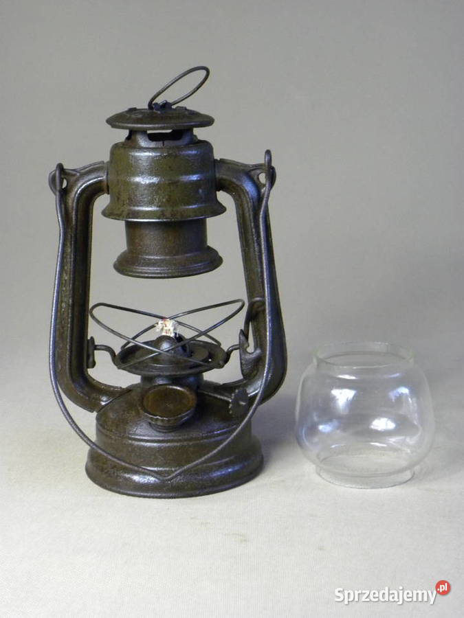 Polska lampa naftowa Jupiter 0 zielona zabytek Legnica