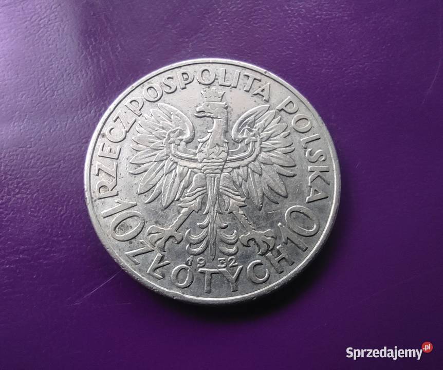Moneta II RP 10 1932 GŁOWA KOBIETY bzm Srebro mazowieckie Pruszków