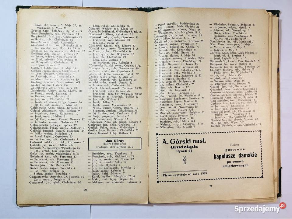 Księga Adresowa miasta Grudziądza z 1933 roku Grudziądz