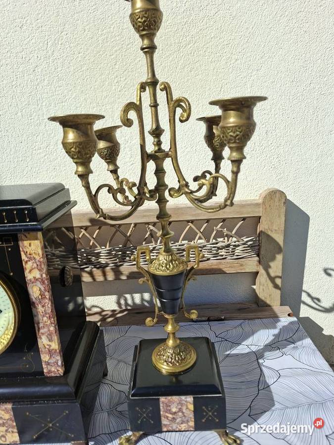 Kominkowy zegar marmurowy plus 2 kandelabry Rzeszów