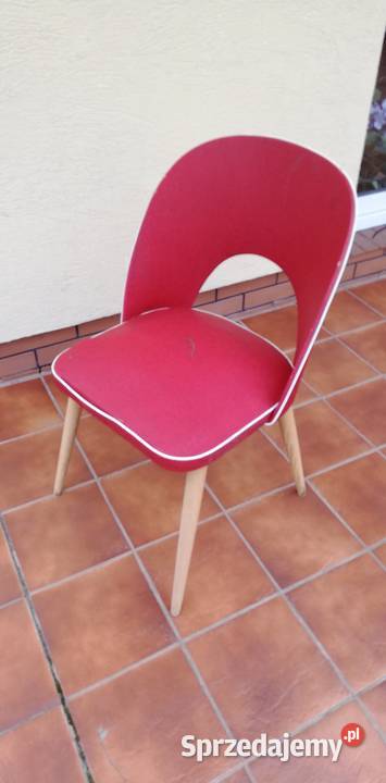 Krzesło pawie oko prl art deco fotel czerwony Garwolin