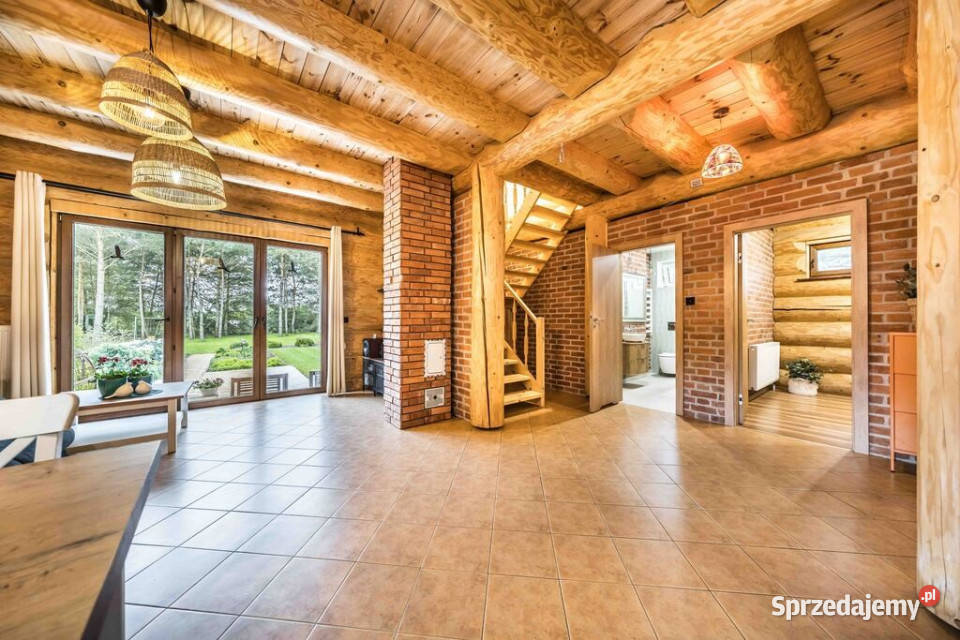 Dom z bali natura Puszcza Zielonka piękna balkon Stęszewko