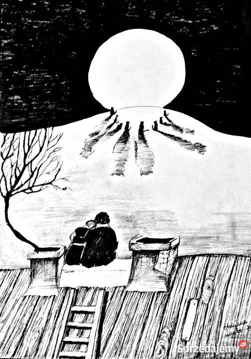 Grafika piórkiem Kocia pełnia artystki plastyka Katowice