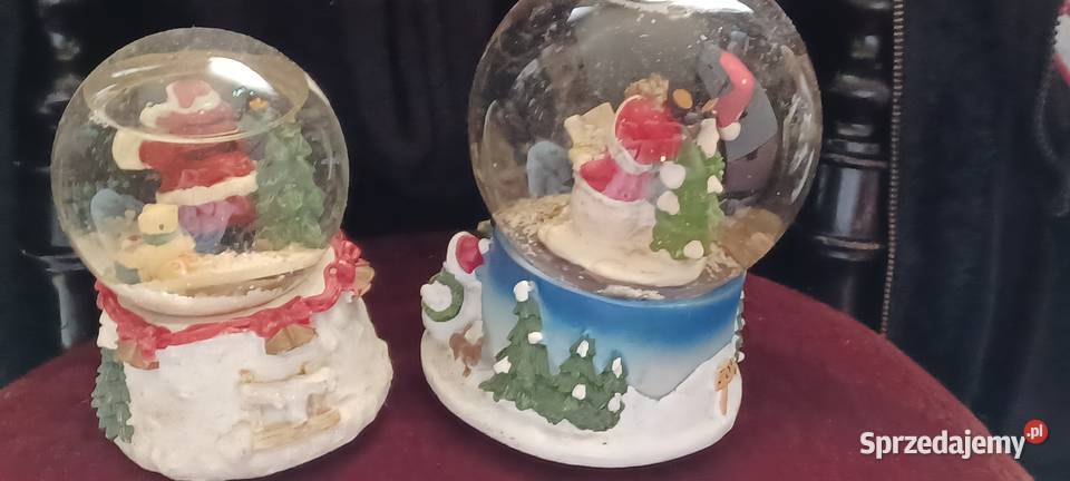 KULE ŚNIEŻNE SZKLANE Z POZYTYWKAMI SPRAWNE PRL Figurki i rzeźby Poznań