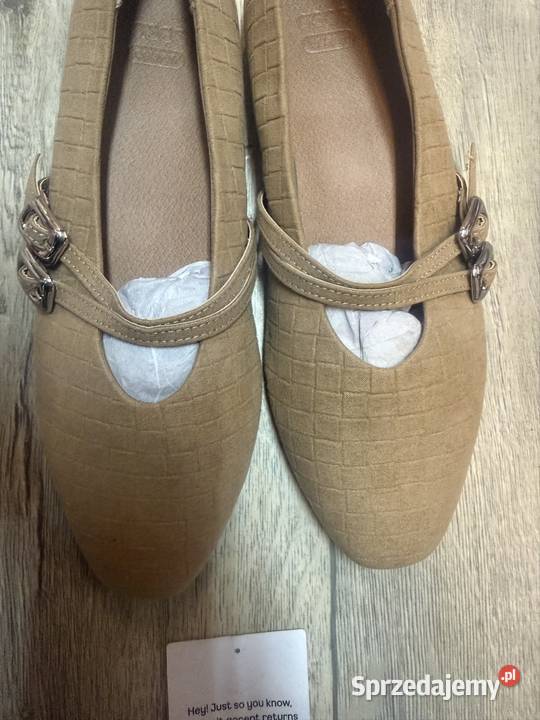 40 Asos Design Beżowe baleriny z zapięciem z małopolskie Kraków