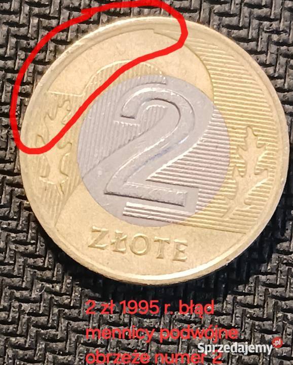 2 złote 1995 r 2 Podwójne obrzeże błąd mennicy