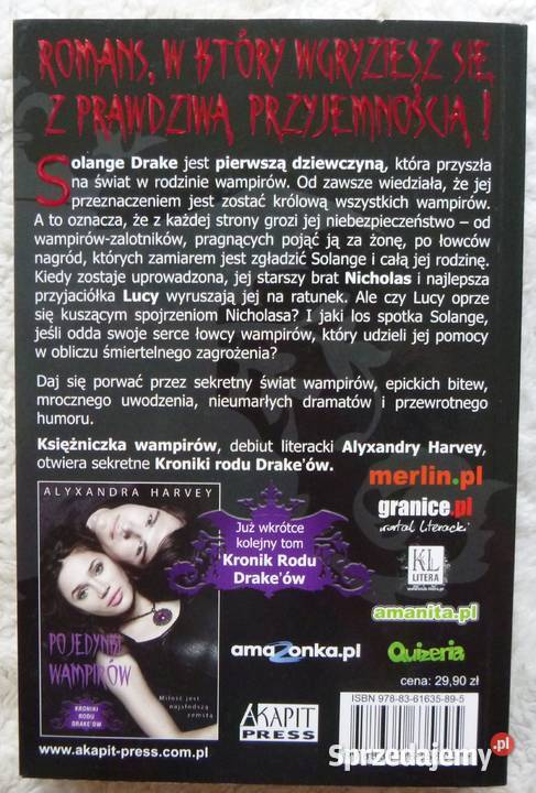 Księżniczka wampirów Alyxandra Harvey mazowieckie Warszawa