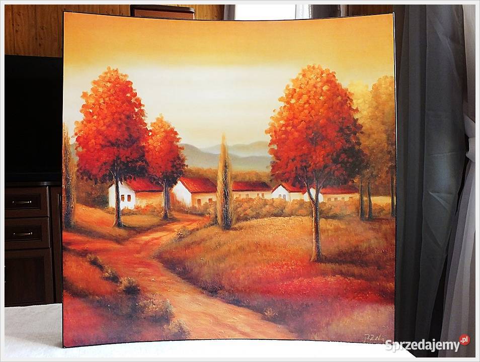 Nietypowy stary obraz na ścianę Curved sygnowany Żary