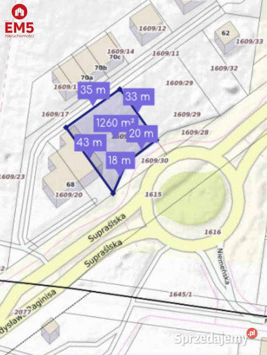 Grunt 1200m2 Nowodworce supraślska