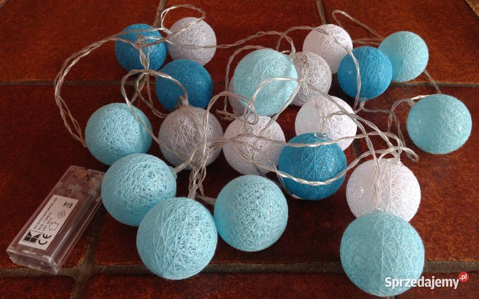 Łańcuch świateł LED bawełniane kule 20x Białystok sprzedam