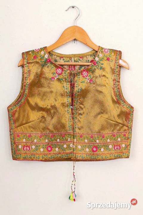 Złota kamizelka gorset S 36 etno folk boho haft Szczecin