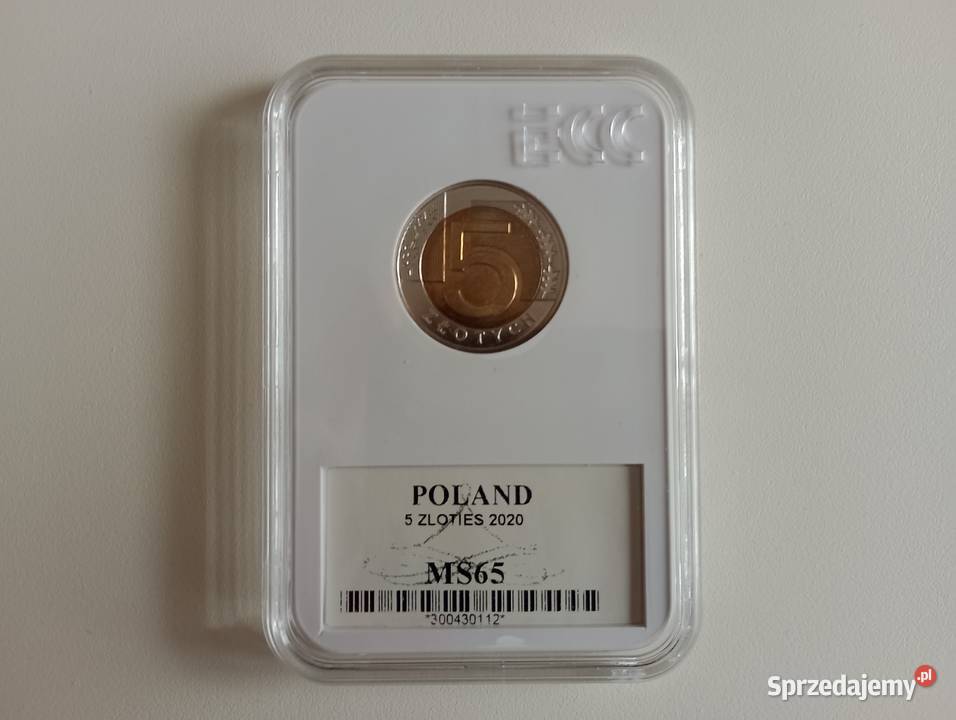 Moneta 5 2020 r Grading MS 65 Niski nakład Super Numizmatyka wielkopolskie Mosina
