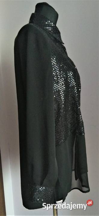 Czarna koszula mgiełka z kołnierzykiem cekiny podkarpackie Krosno sprzedam