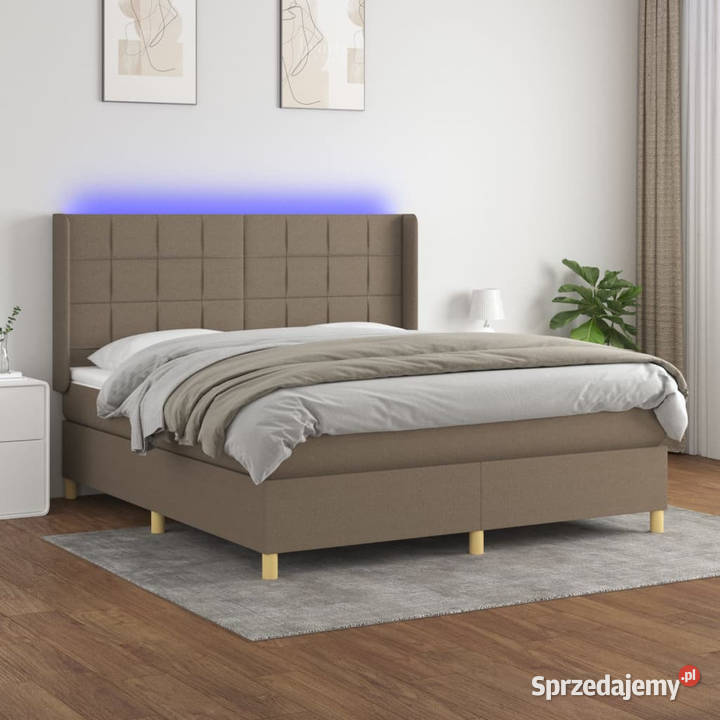 Łóżko kontynentalne z materacem taupe tkanina 203cm sprzedam