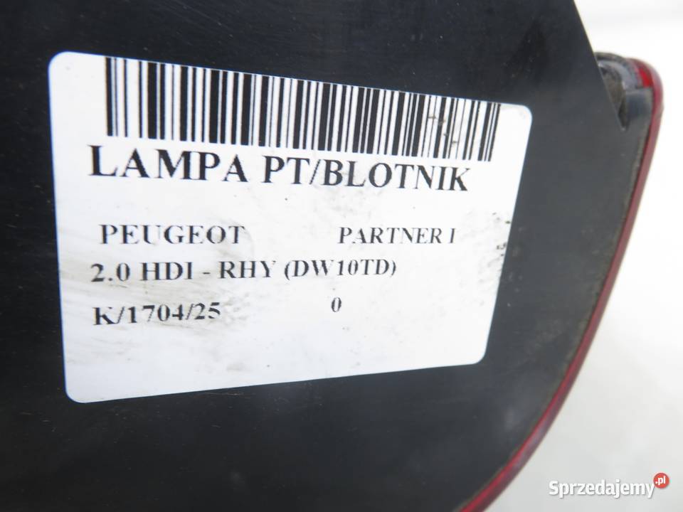 LAMPA PRAWA TYLNA PEUGEOT PARTNER I 9625292180