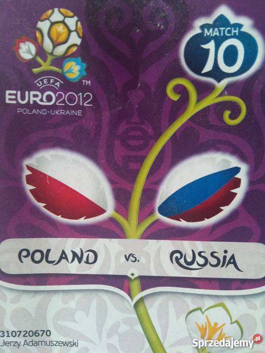 bilet pamiątkowy EURO 2012 POLSKA ROSJA Stadion Warszawa