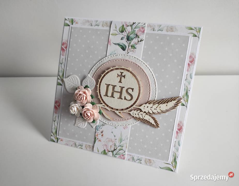 Kartka w pudełku ręcznie robiona na Komunię Łódź