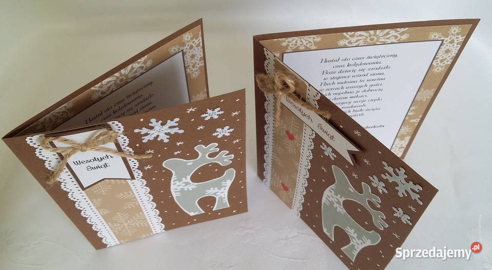 Ręcznie robione kartki na Boże Narodze Renifer Zbójno