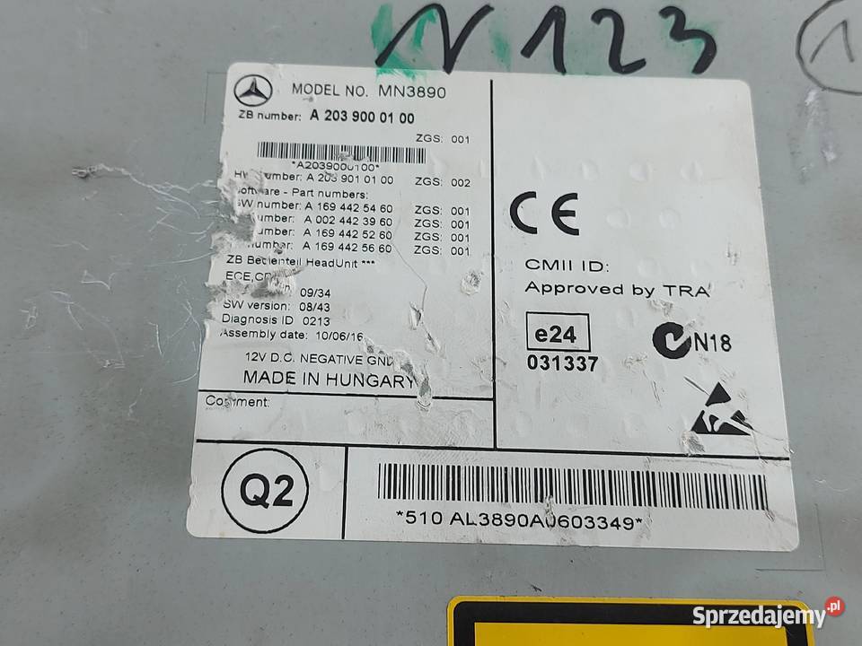 MERCEDES CLC 10r radio CD A2039000100 Sprzęt audio fabryczny Kielce
