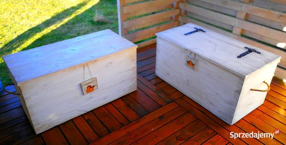 Skrzynia rustykalna siedzisko kufer ławka biała świętokrzyskie Radków
