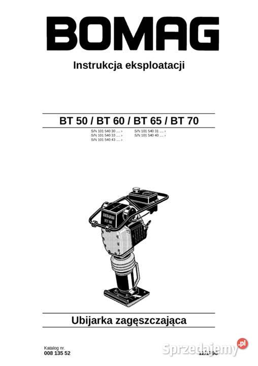 Instrukcja obsługi DTR BOMAG BT50BT60BT65BT70 nie Brzesko