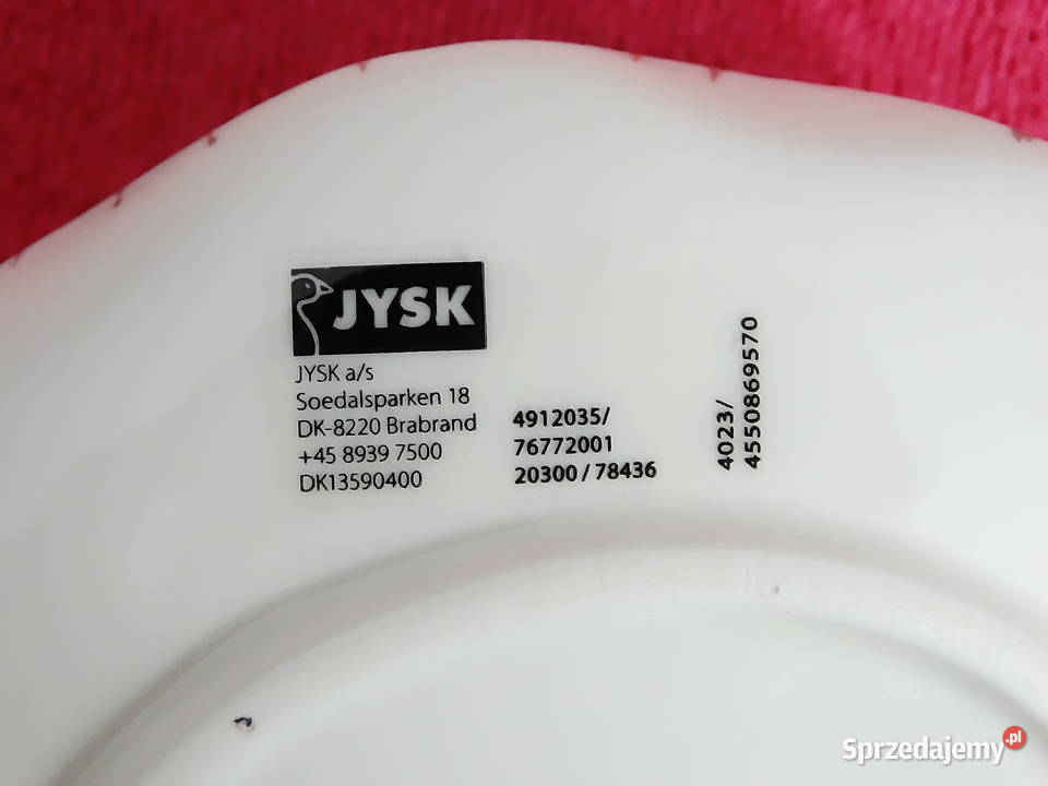 Ceramiczny świecznik JYSK nakrapiany z rączką Świeczniki Biłgoraj