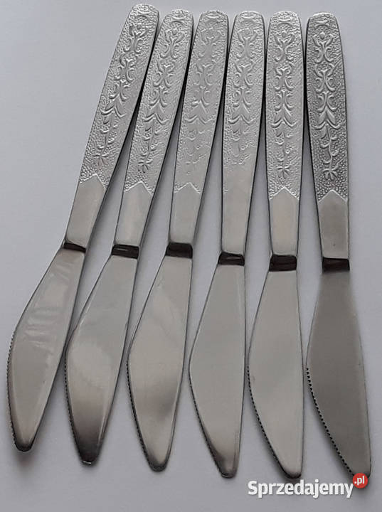 Noże obiadowe 2 ROŚLINNY Gerlach sztućce PRL Dąbrowa Górnicza