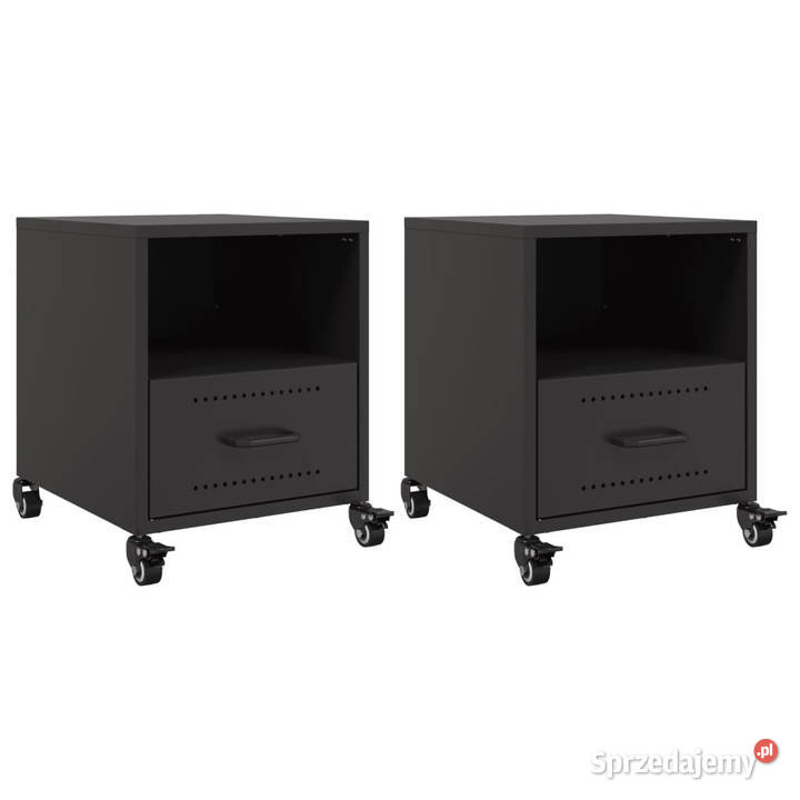 Szafki nocne 2 czarne 36x39x435 stal WM846705 Meble Warszawa
