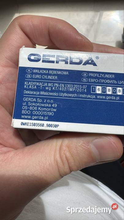 Gerda WKE1 3560 Nikiel Satyna Wkładka do zamka 2 Warszawa sprzedam