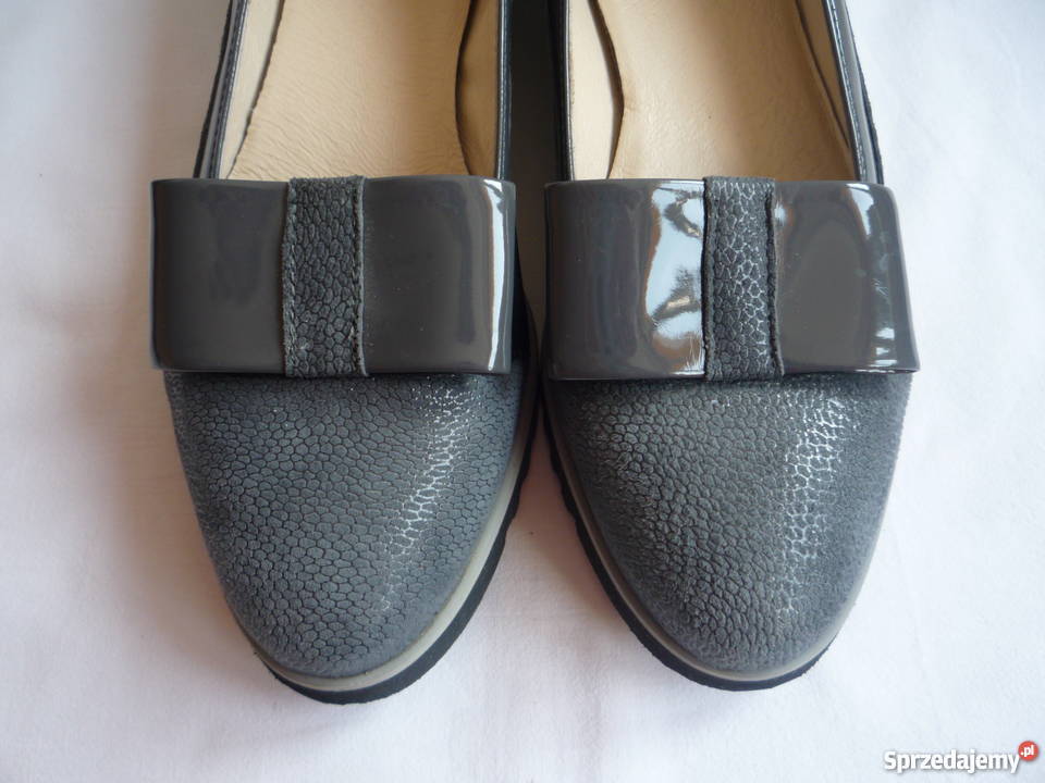 Gamis 38 Półbuty Lordsy Baleriny Skórzane Szare Szczecin