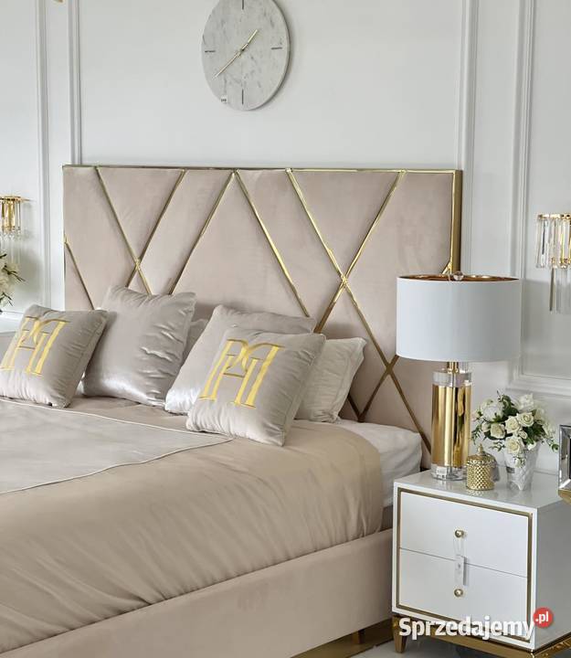 Łóżko Tapicerowane Glamour 180x200 Beżowe Warszawa