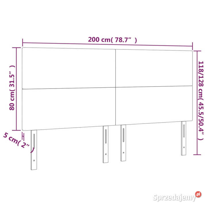 Zagłówek do łóżka z LED czarny 200x5x118128 mazowieckie Warszawa