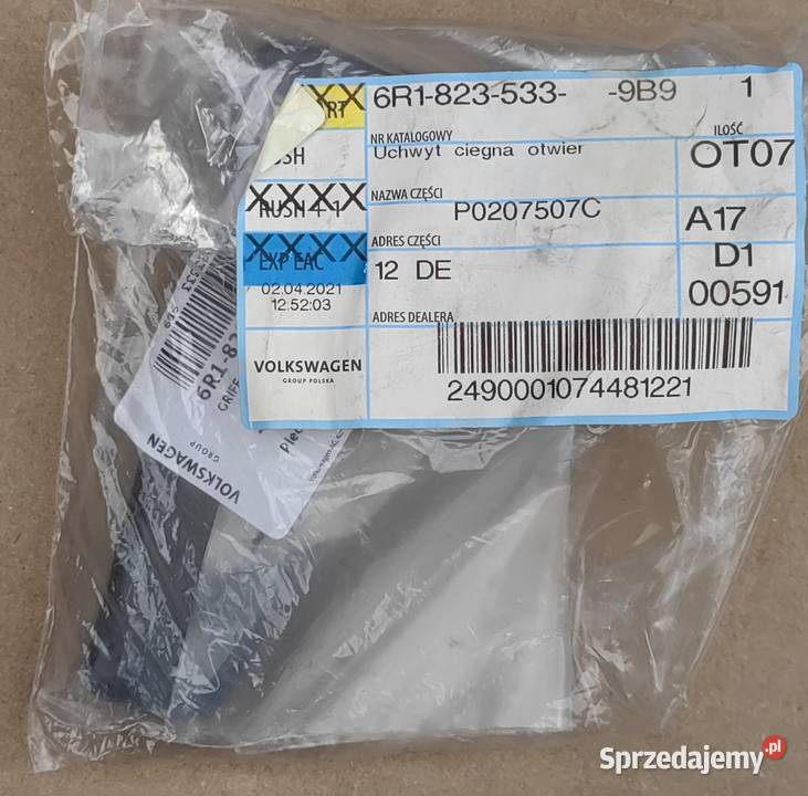 3G0823533 VW SEAT ORYGINALNA DZWIGNIA OTWIERANIA