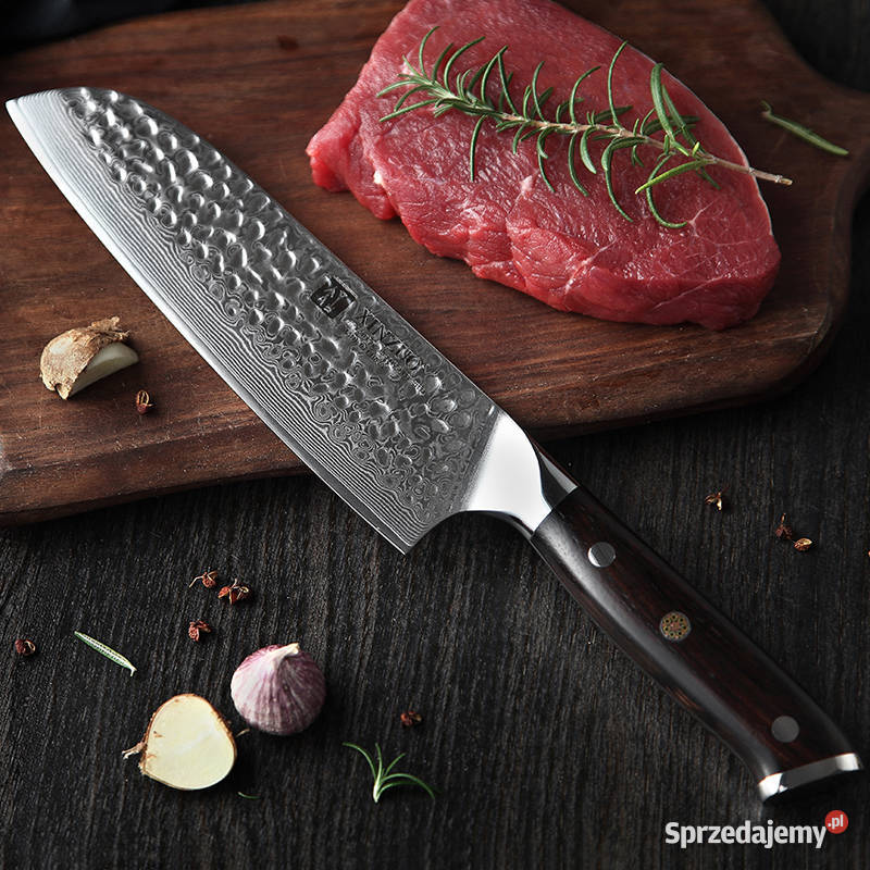 Nóż Szefa Kuchni stal damasceńska SANTOKU ostry śląskie Gliwice