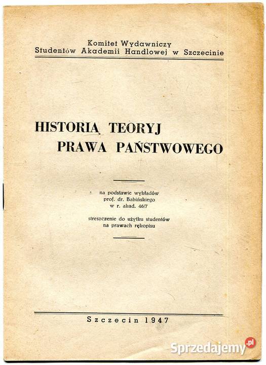 Historia teoryj prawa państwowego streszczenie Szczecin