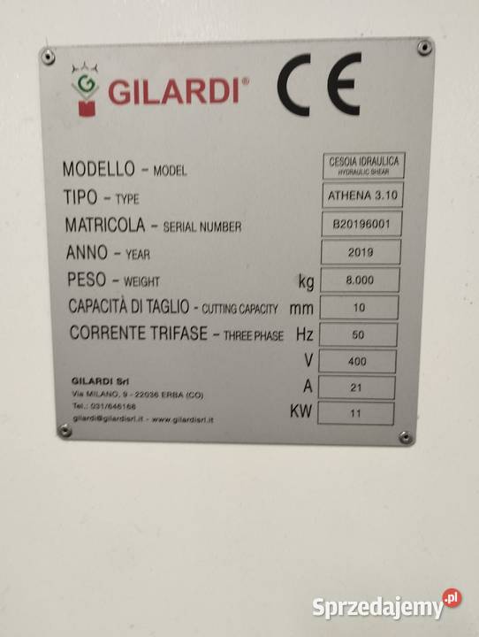 Nożyce gilotynoe GILARDI ATHENA 310 Gdynia