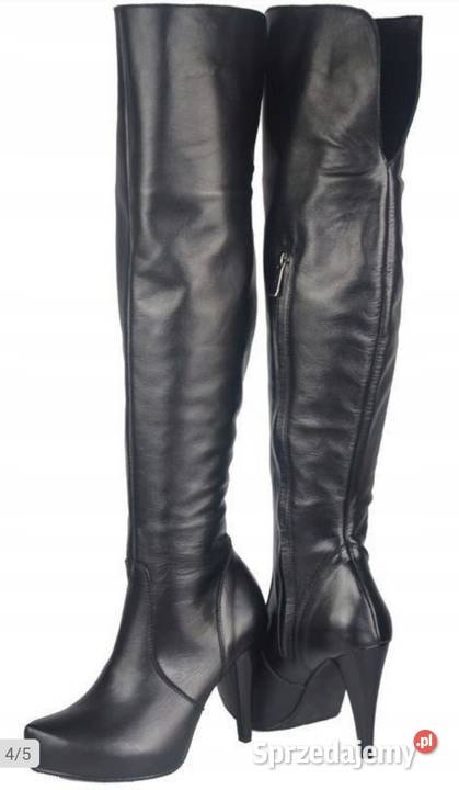 Kozaki damskie czarne muszkieterki