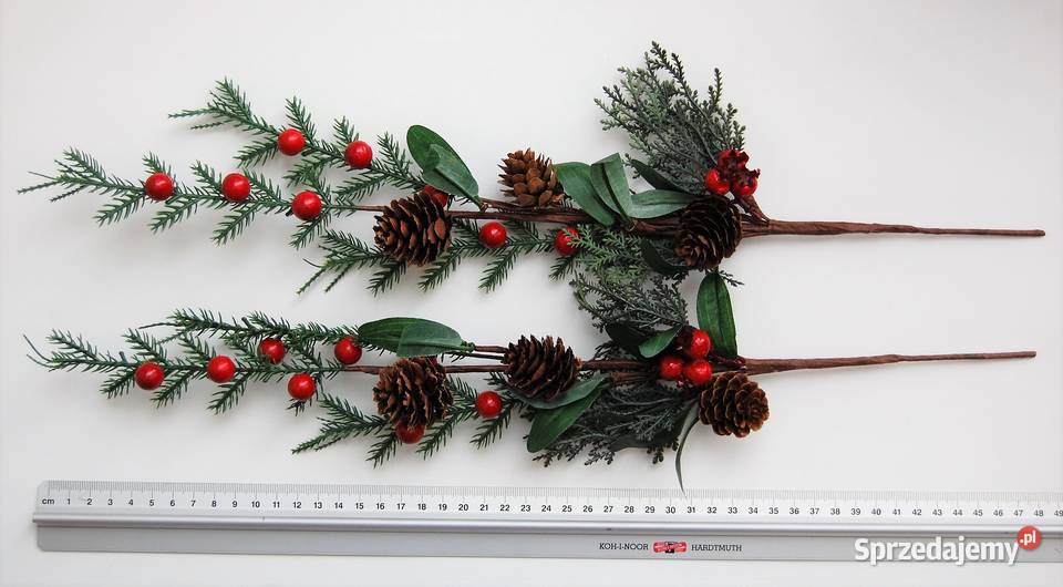 Gałązka świąteczna szyszki czerwone jagody 50 wielokolorowy Lublin