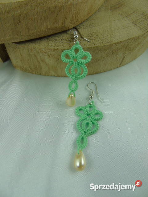 Kolczyki frywolitkowe różne wzory i kolory Wiśniowa