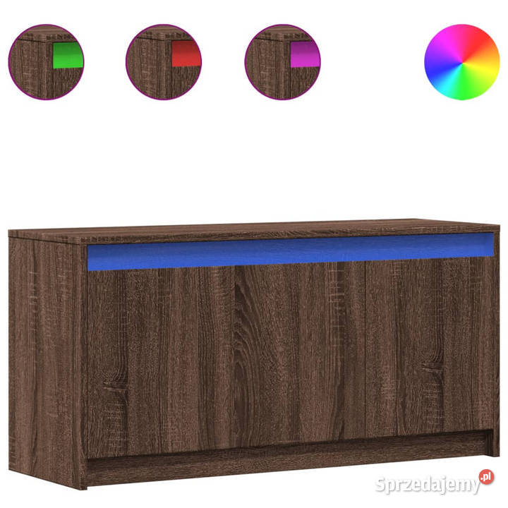 Szafka pod TV z LED brązowy dąb 100x34x50 mazowieckie Warszawa