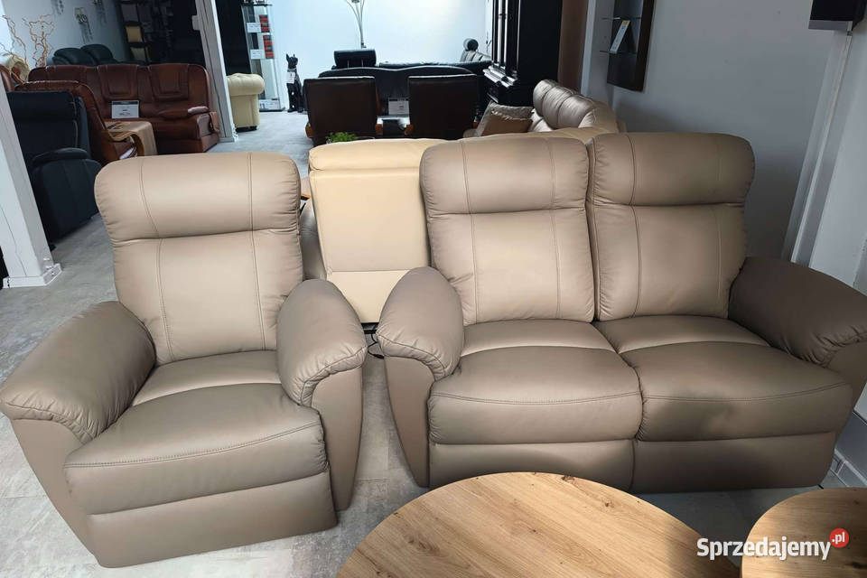 Komplet Tania III OKAZJA 20 SKÓRA spanie i śląskie Piasek