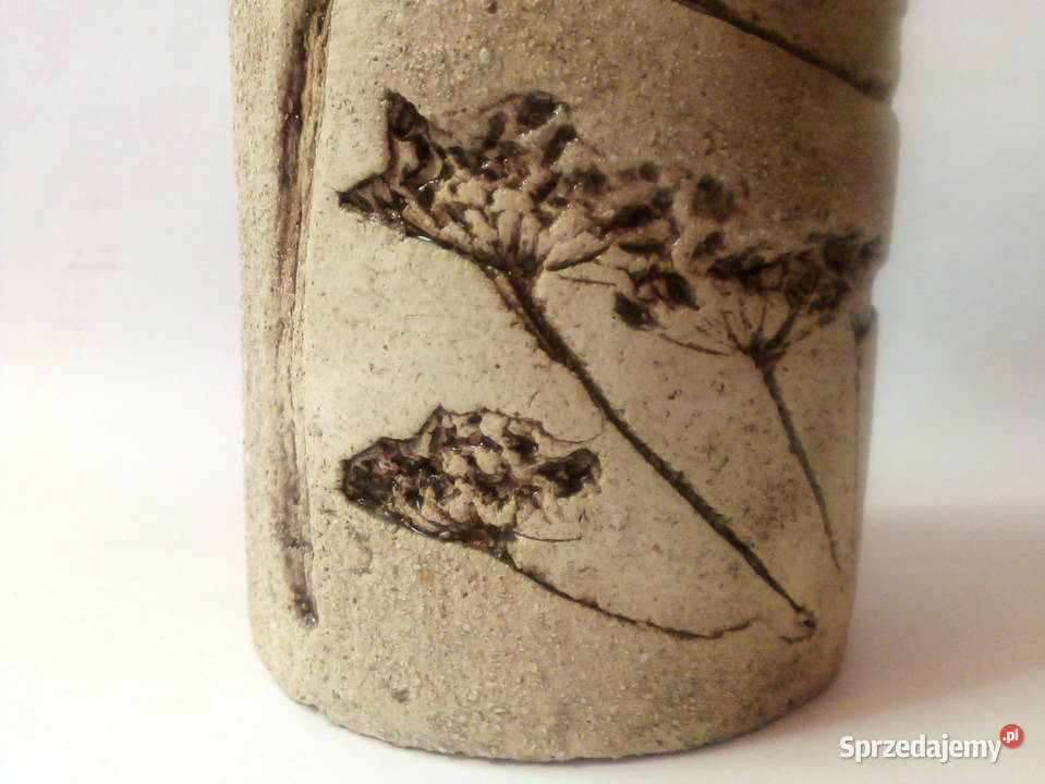 ceramiczny wazon w wytłaczane wzory roślinne Częstochowa sprzedam