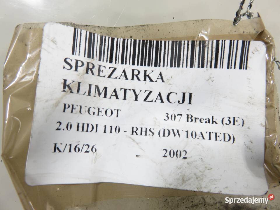 KOMPRESOR KLIMATYZACJI PEUGEOT 307 20 HDI 110 osobowe sprzedam