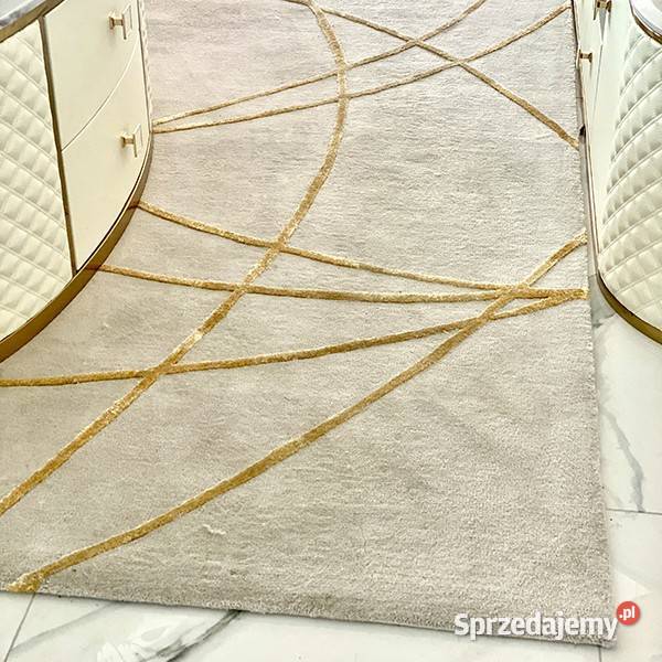 Dywan STRIPES GOLD WełnaWiskoza BeżowoZłoty Warszawa