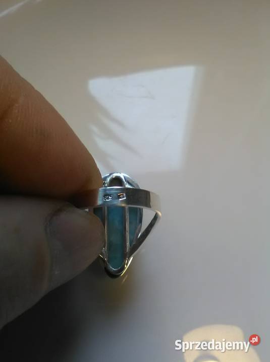 Pierścionek srebrny z larimar